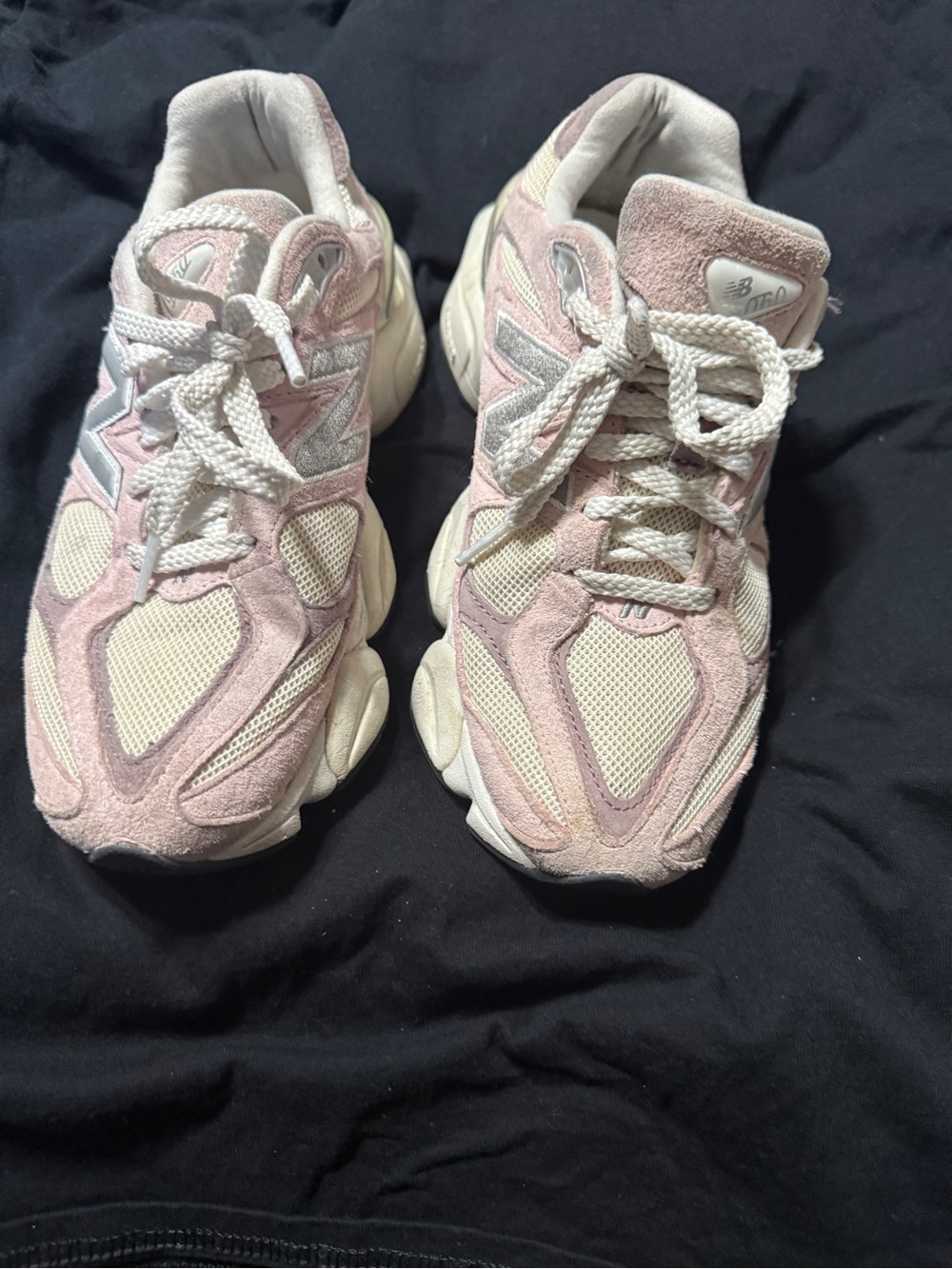 New Balance 9060 Women's Pink and Cream Suede Mesh Sneakers